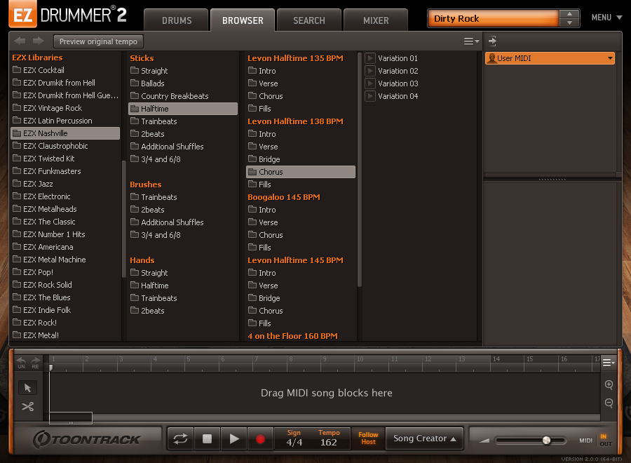 EZdrummer 2 - EZX expansions in browser view