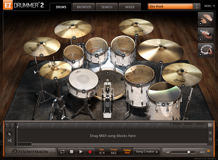 EZdrummer 2 - main interface view