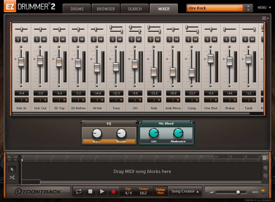 EZdrummer 2 - mixer view